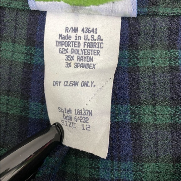 Vintage Kings Bay Womens Stretch Stirrup Pants Size 12 Green Navy Plaid USA - Picture 8 of 9